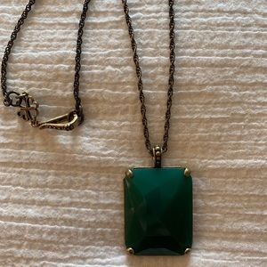 Lucky brand emerald color stone pendant necklace